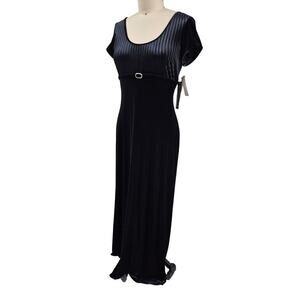 Classic Beauty! Vtg 80s 90s Papell Boutique Black Velvet Evening Dress Sz M NWT